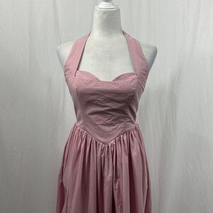 Saints & Secrets Pink Basque Waist Halter Neck Maxi Dress Womens Sz S Romantic